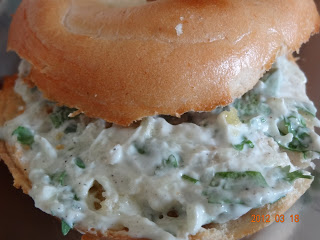 Thumbnail for Cream Cheese, Cucumber Bagel Sandwich