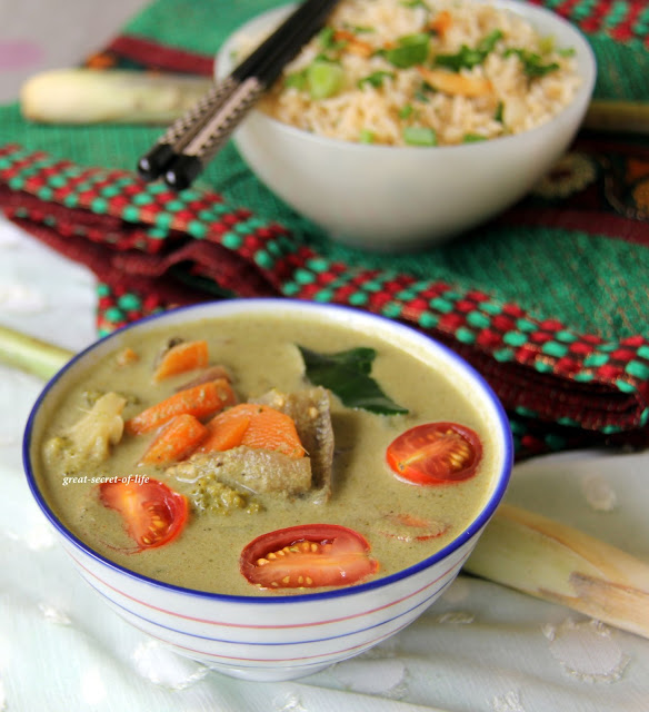 Thumbnail for Authentic Thai Green Curry Easy Recipe by Veena Theagarajan, Healthy Kids Friendly Vegetable Thai Curry
