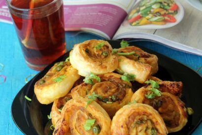 Thumbnail for Pinwheel with Puff pastry – Masala pinwheel with puff pastry – Puff pastry pinewheel recipe – Snack recipes – puff pastry recipes – appetizer recipes