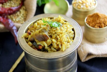 Thumbnail for Vangi Bath Recipe – Brinjal Rice Recipe – Simple rice recipes – Lunch box recipes