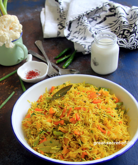 Thumbnail for saffron Vegetable Pilaf –  Saffron Vegetable Fried Rice – Rice Recipes – One pot Meal – Lunch recipe – Dinner recipes