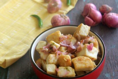 Thumbnail for Tofu Onion Salad | Pan Roasted Tofu Salad | Snack Recipes By Veena Theagarajan