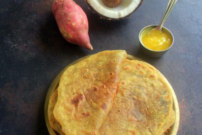 Thumbnail for Sweet Potato Poli recipe – sakkaravalli poli recipe – Naivedyam, Pooja recipes – navratri recipes – Low Fat Indian Sweet for festive sesaon