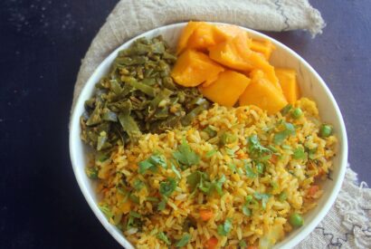 Thumbnail for Sambhariya Rice recipe- Gujarati coconut, coriander vegetable rice recipe – No Onion No garlic vegetable rice – Onepot meal recipe – rice recipes – lunch, dinner recipes – Party food recipes